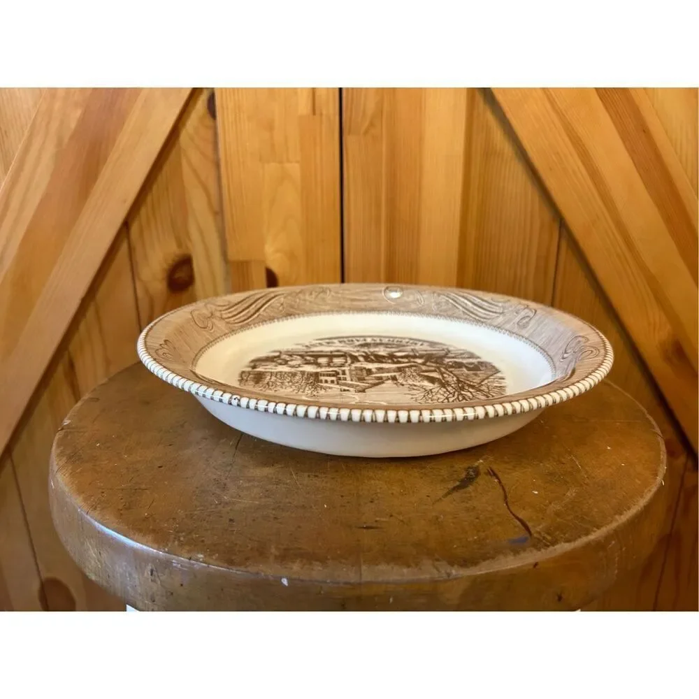 Vintage Currier & Ives American Farm Scene Royal China Jeannette Corp Plate Pie